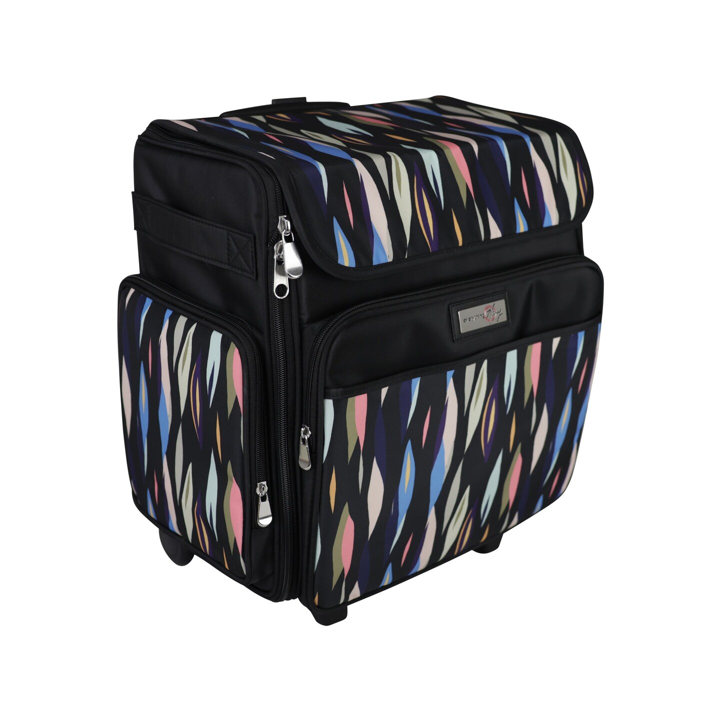 Collapsible Rolling Scrapbook & Featherweight Case, Black Abstract Stripes