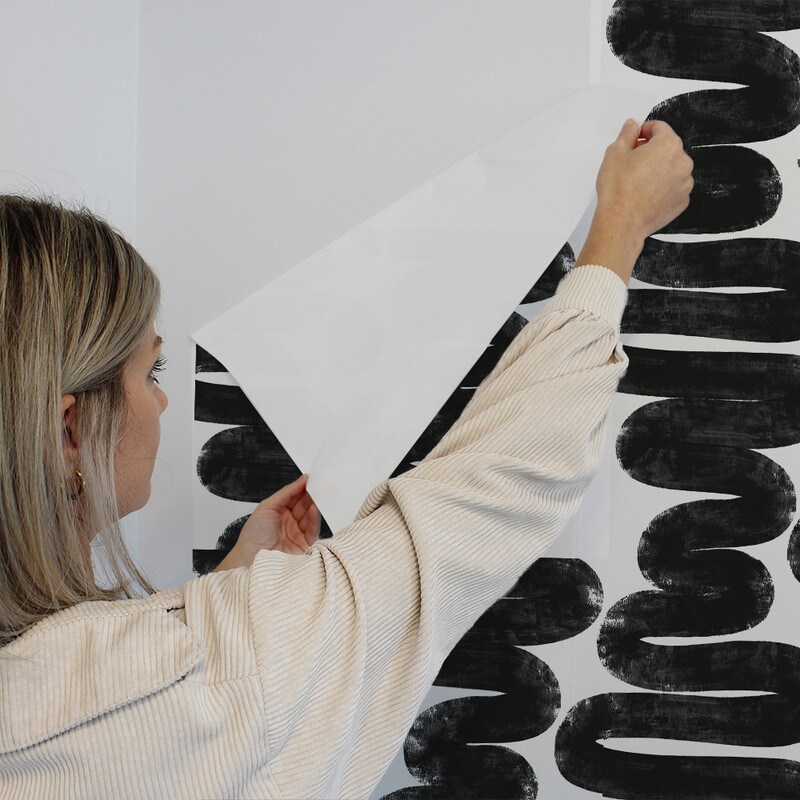 Tempaper Wiggle Room by Bobby Berk Peel and Stick Wallpaper White/Black