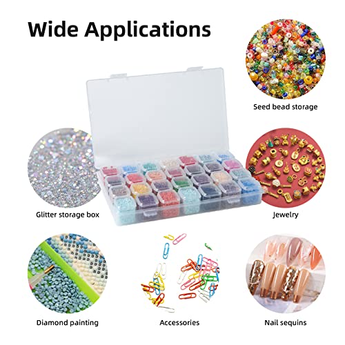 46 PCS DIY Diamond Painting Tools and Accessories Kits Multiple Sizes Painting Pens for Adults to Make Diamond Art Craft Tweezers Glue Diamond Correction 28 Girds Storage Box