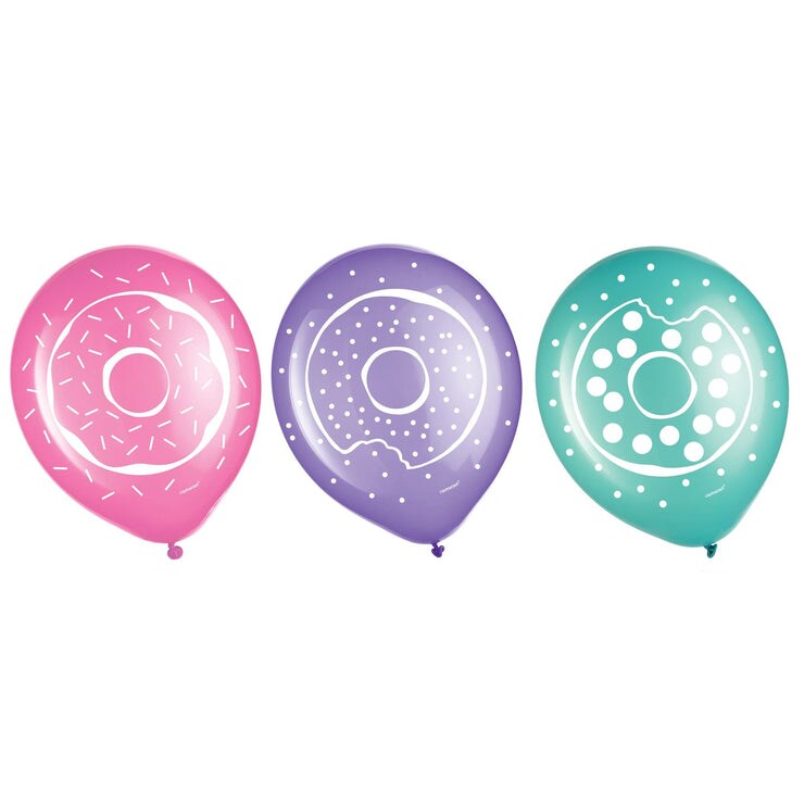 Donut Party 12&#x22; Latex Balloons, 6ct