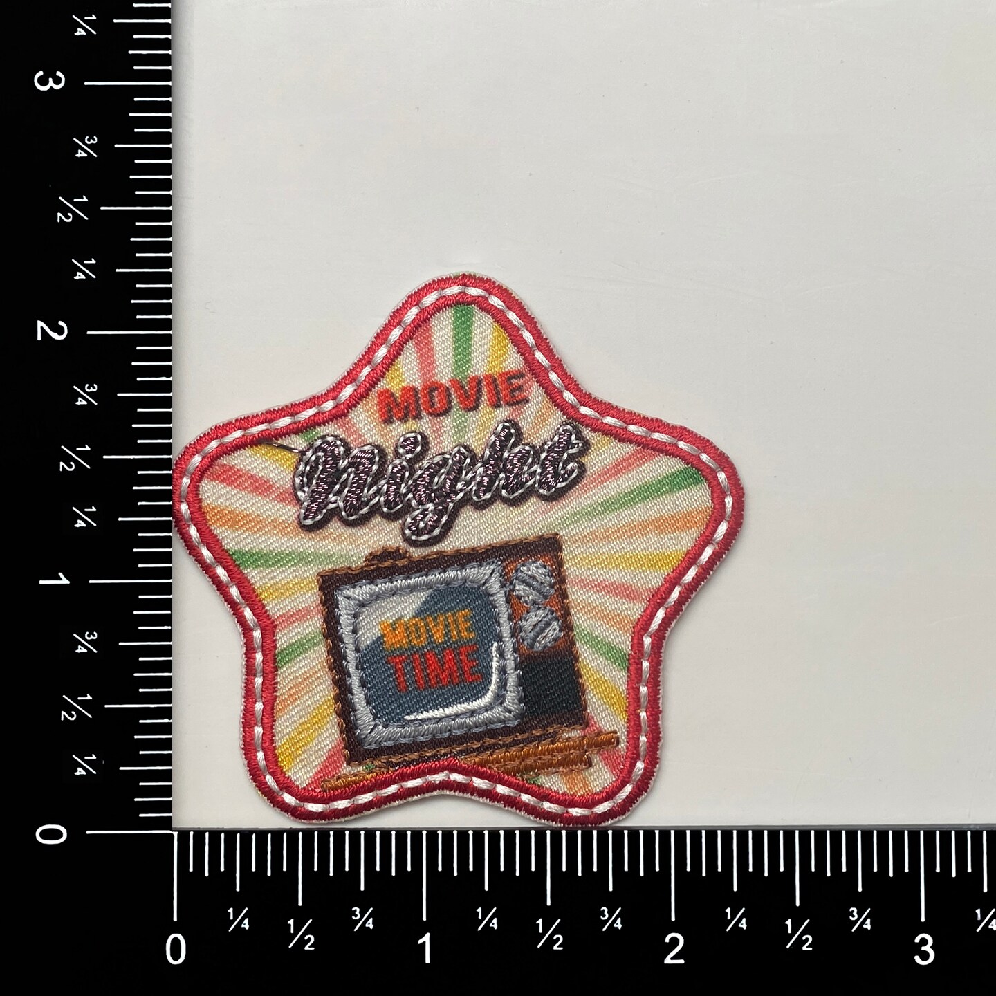 Movie Night with Vintage CRT Old-Style Television, Movies, Cinema, Embroidered, Iron-on Patch