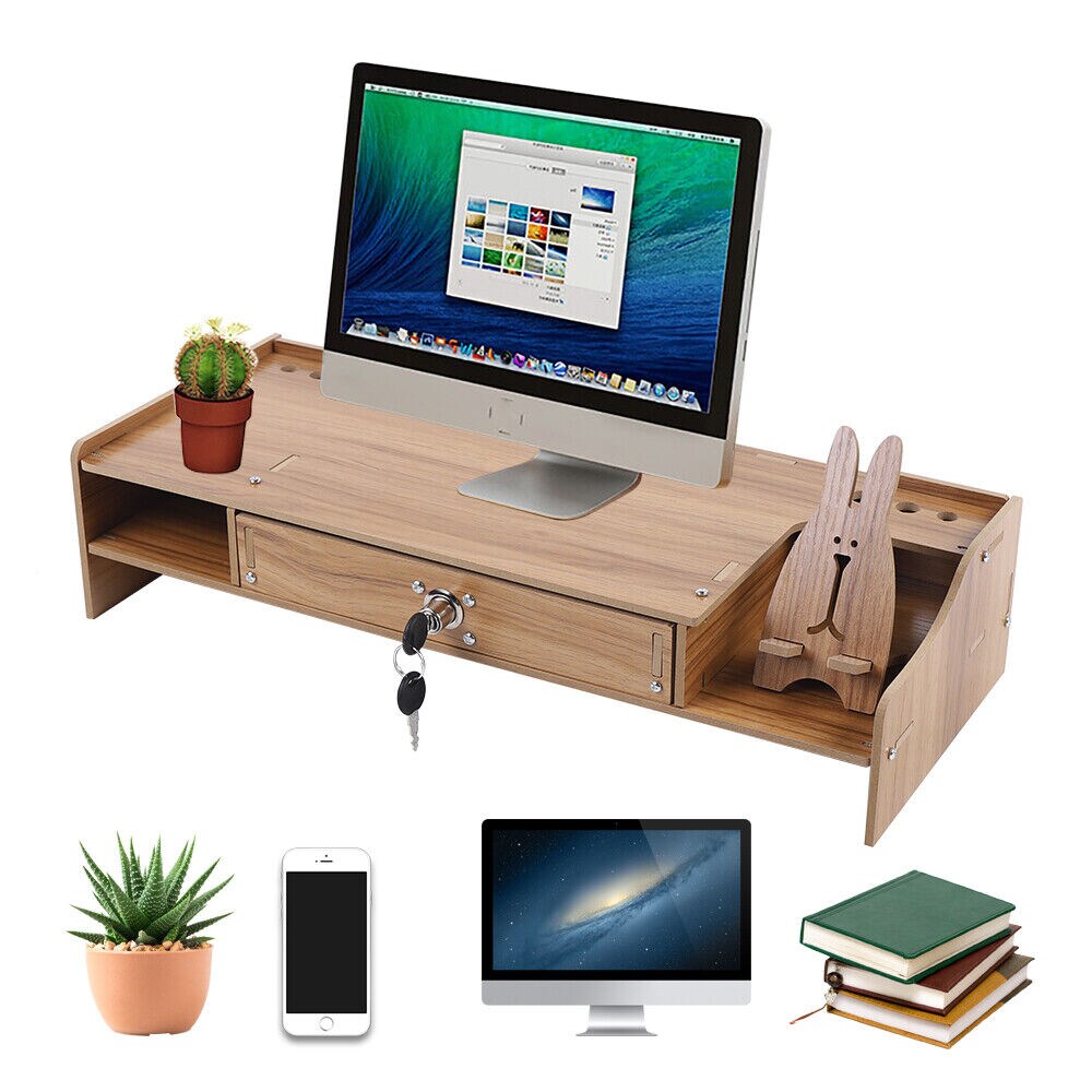 Kitcheniva Wood Monitor Riser With Drawer