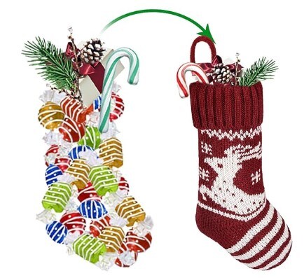 Christmas Mini Stockings, 6 Pack 9 Inches Knit Knitted Snowflake Reindeer Rustic Holiday Decorations, Cream Burgundy Goodie Bags for Family Friends