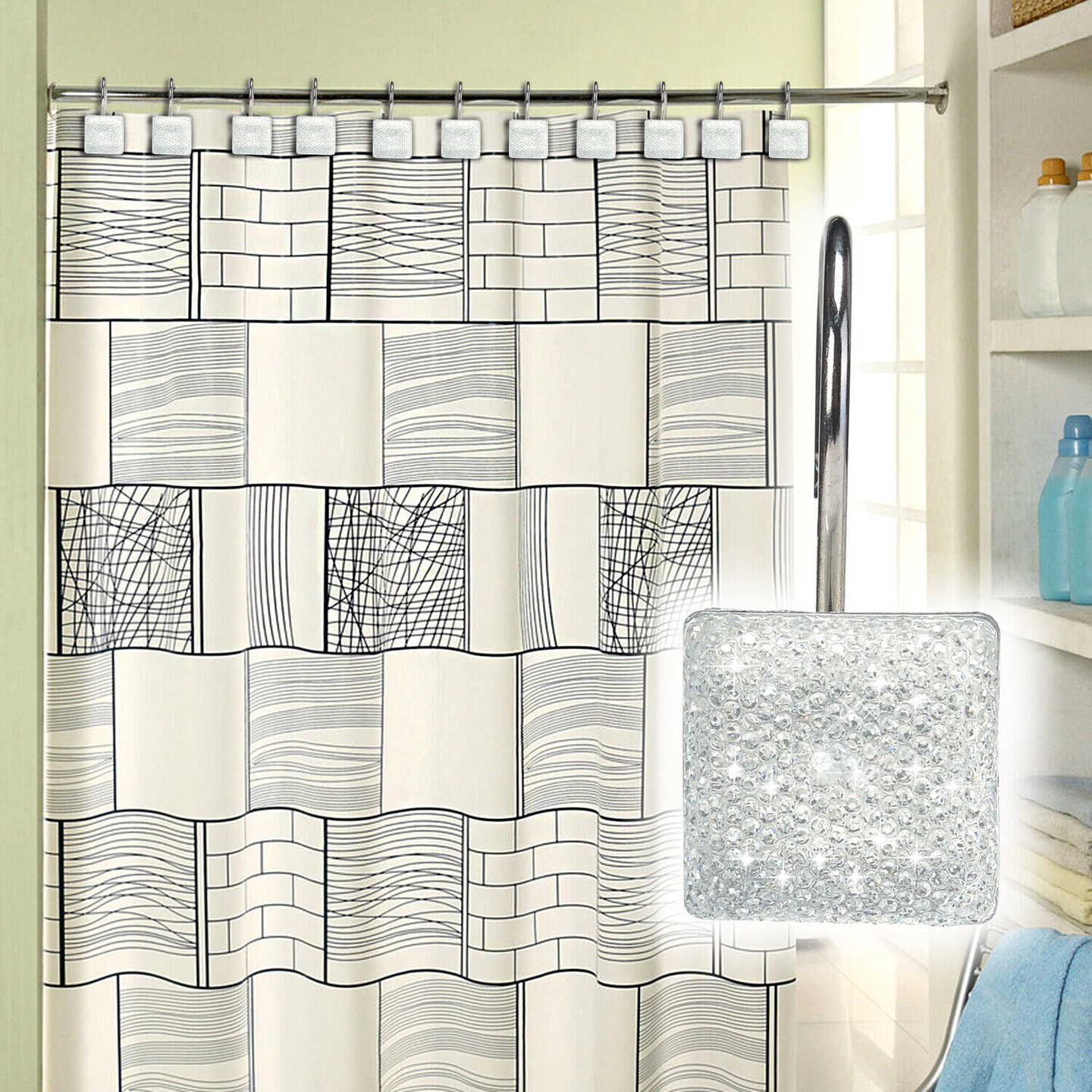 Double Glide Shower Curtain Hooks 12 packs