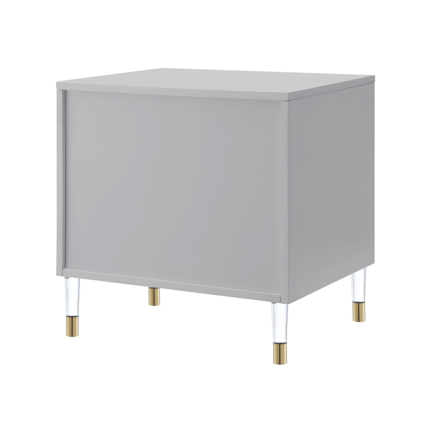 Telono High Gloss 3-Drawer Acrylic Knob/Leg Accent/Side Table Nightstand