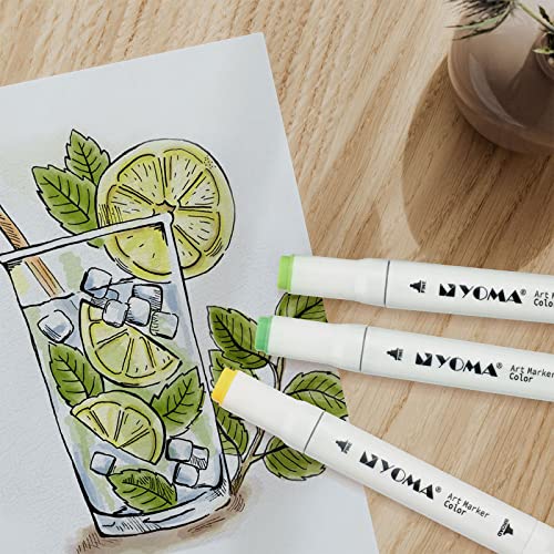 Y YOMA 60 Colors Alcohol Markers Dual Tip Markers Art Markers Set, Unique  Colors (1 Marker Case) Alcohol-based Ink, Fine & Chisel, White Penholder