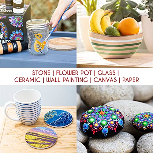 Outdoor acrylic paint set (2 fl oz)- 20 Tubes 2 with Glow in the Dark Effect - Art supplies for Adults - For multiple use- Woods, Leather, Metal &#x26; Fabric Paint &#x26; Paint for rocks Outdoor/Craft paint