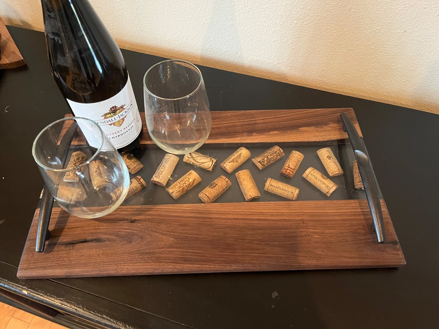 Wine Cork Walnut Epoxy River Charcuterie Board MakerPlace by