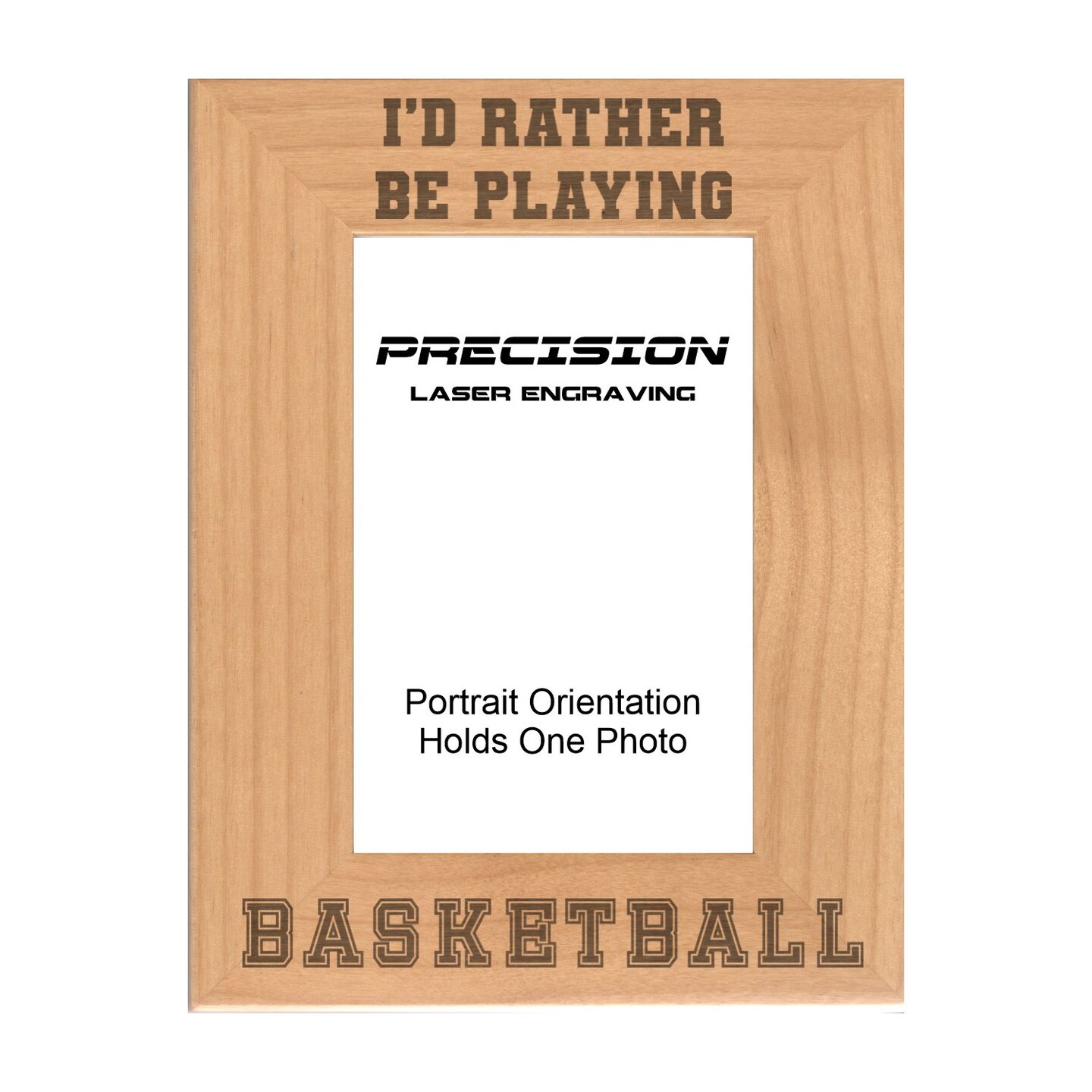 Sports Picture Frame I'd Rather Be Playing Basketball Engraved Natural Wood Picture Frame (WF-176) product 2