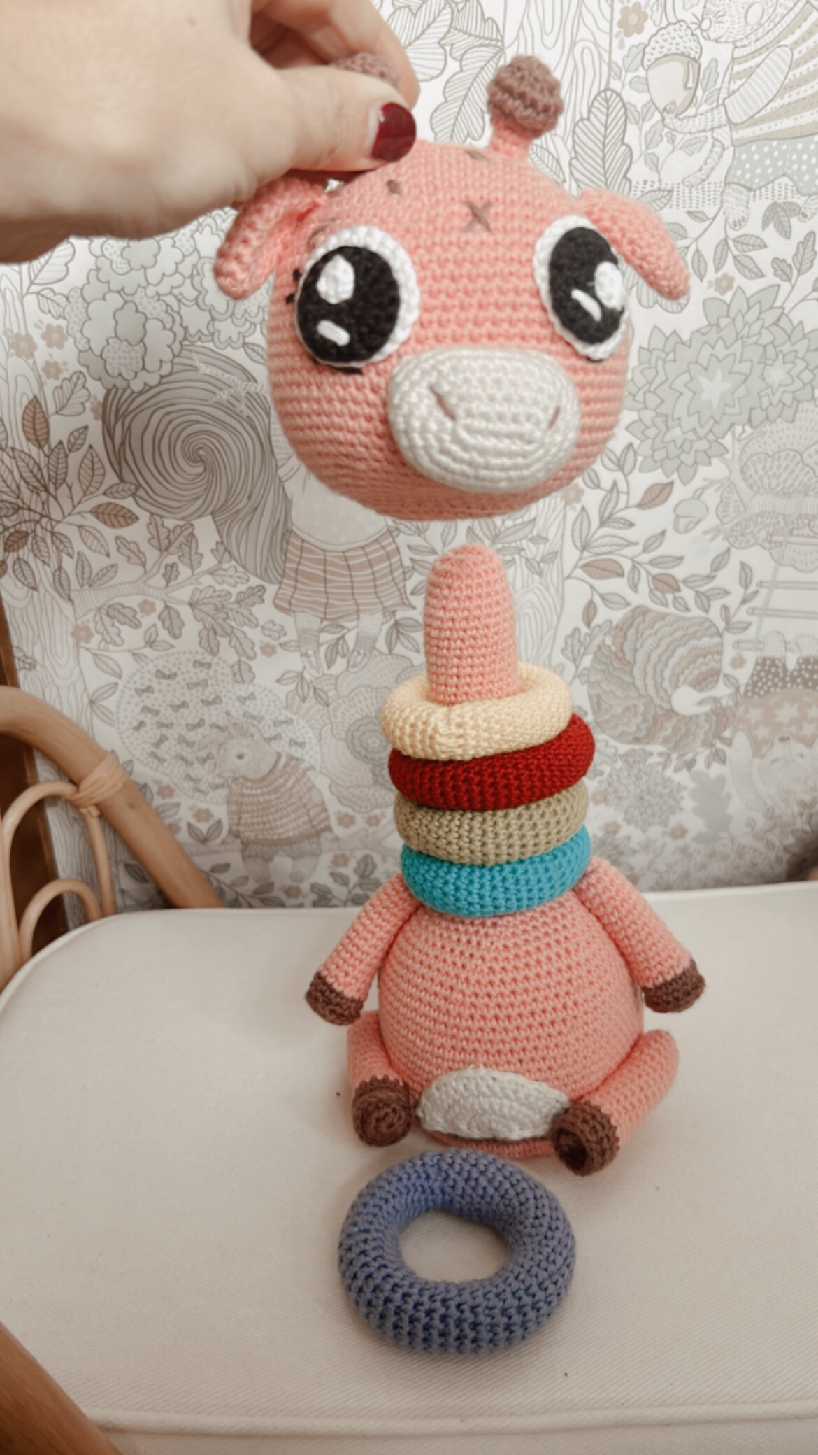 Handmade Montessori Learning toy, Christmas gift Personalized Learning skills gift set for baby, learn colors with crochet stuffed online giraffe,