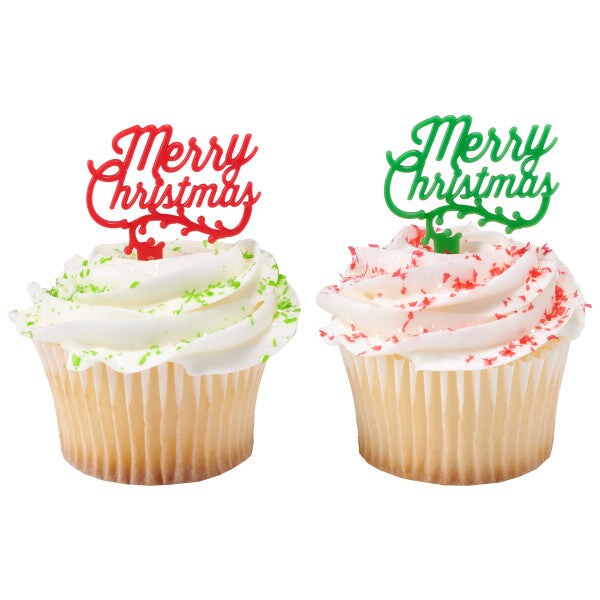 Merry Christmas Holly DecoPics&#xAE; Cupcake Decoration, 12ct