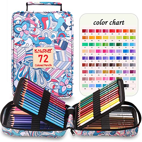 Premium Colored Pencils for Adult Coloring Book,Set of 72 Colors,Zipper Pencil Slot Case,with Sharpener,Soft Core,7 Metallic Color,Ideal for Layering Blending,for Artists Beginners Kids(Blue)