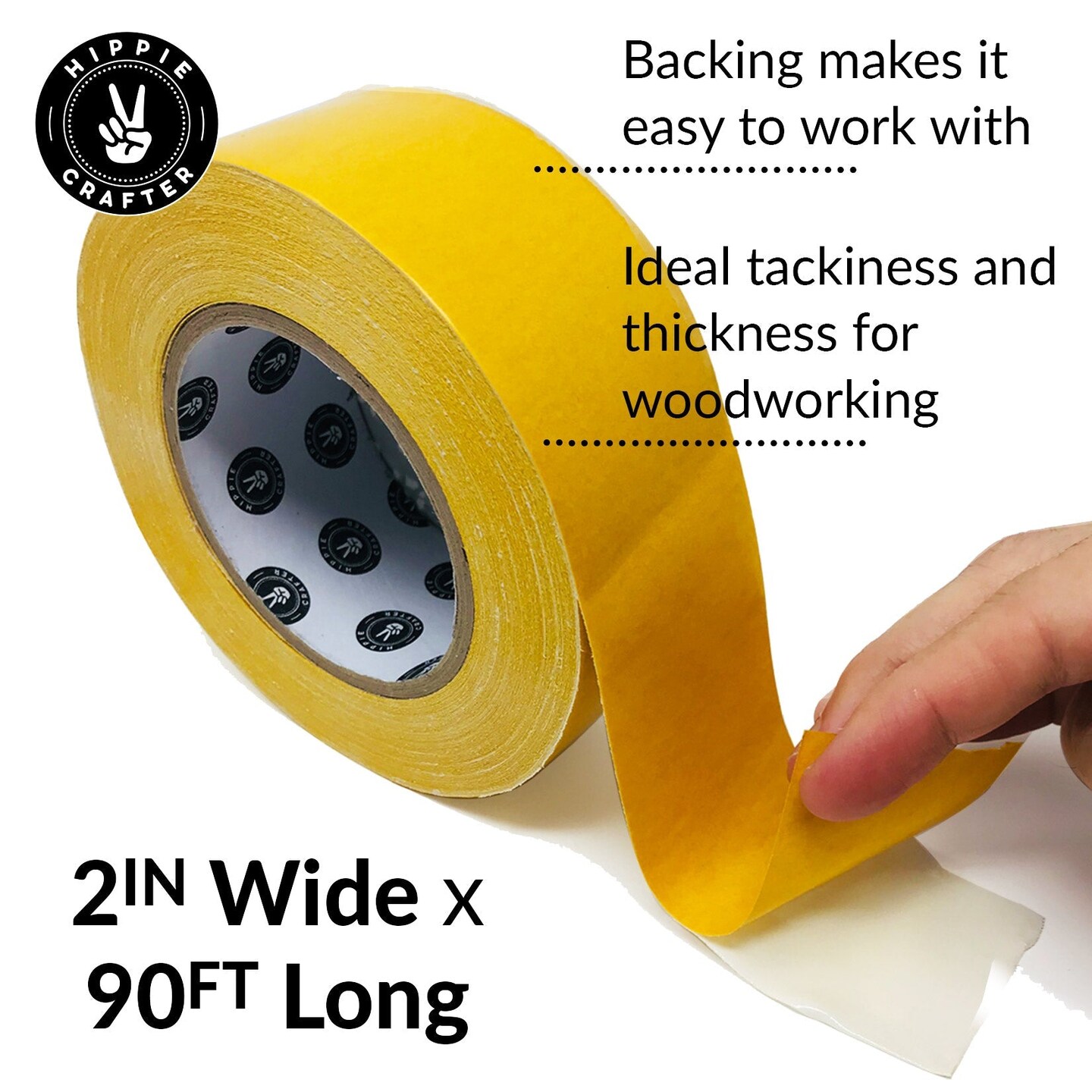 Wide Double Stick Tape Double Sided Woodworking Tape Double Sided 2&#x22; inch Wide Wood Tape for Woodworkers CNC Machines Routing Templates Strong Double Sided Tape Heavy Duty Sticky Tape 90 Feet