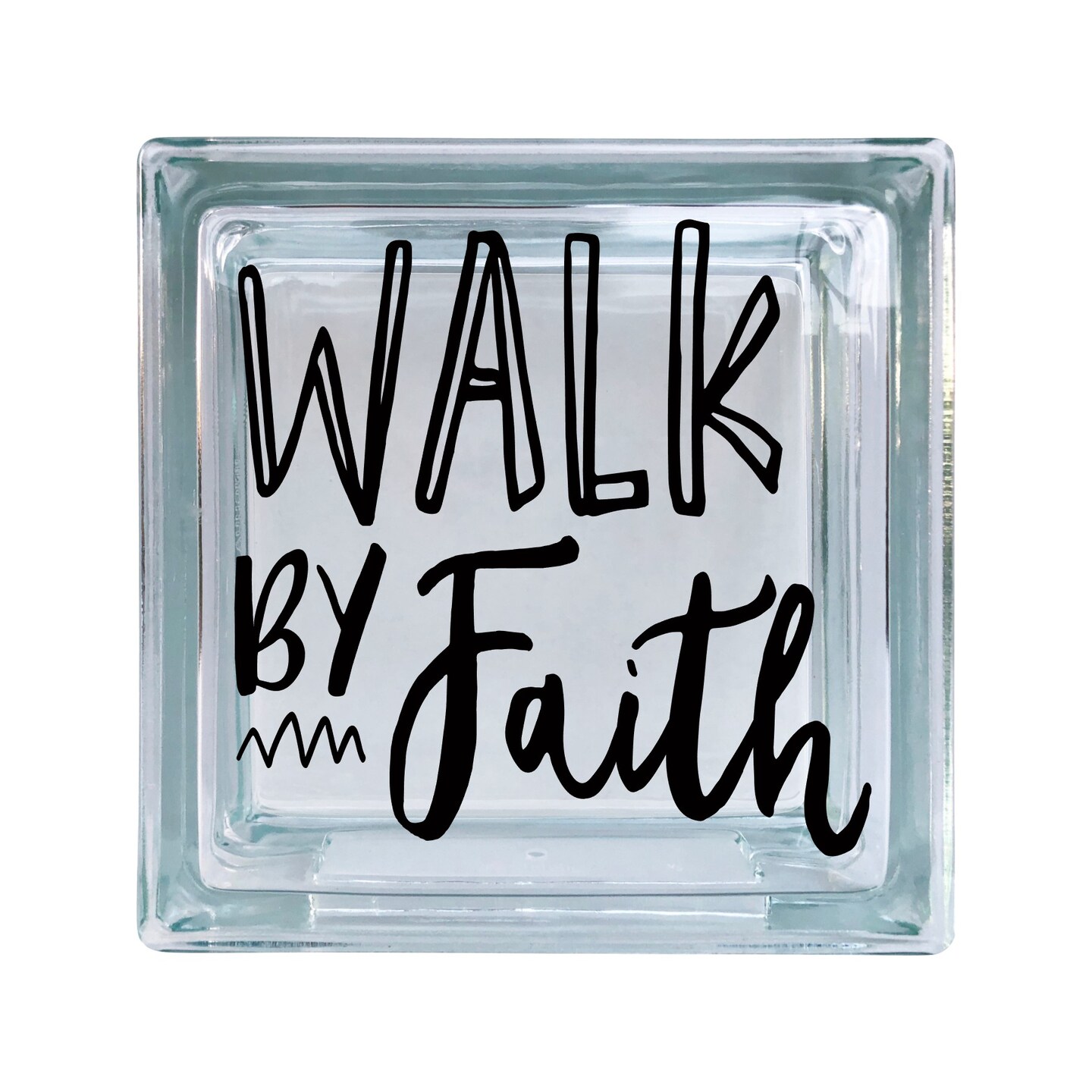 Walk By Faith Religious Inspirational Vinyl Decal For Glass Blocks, Car
