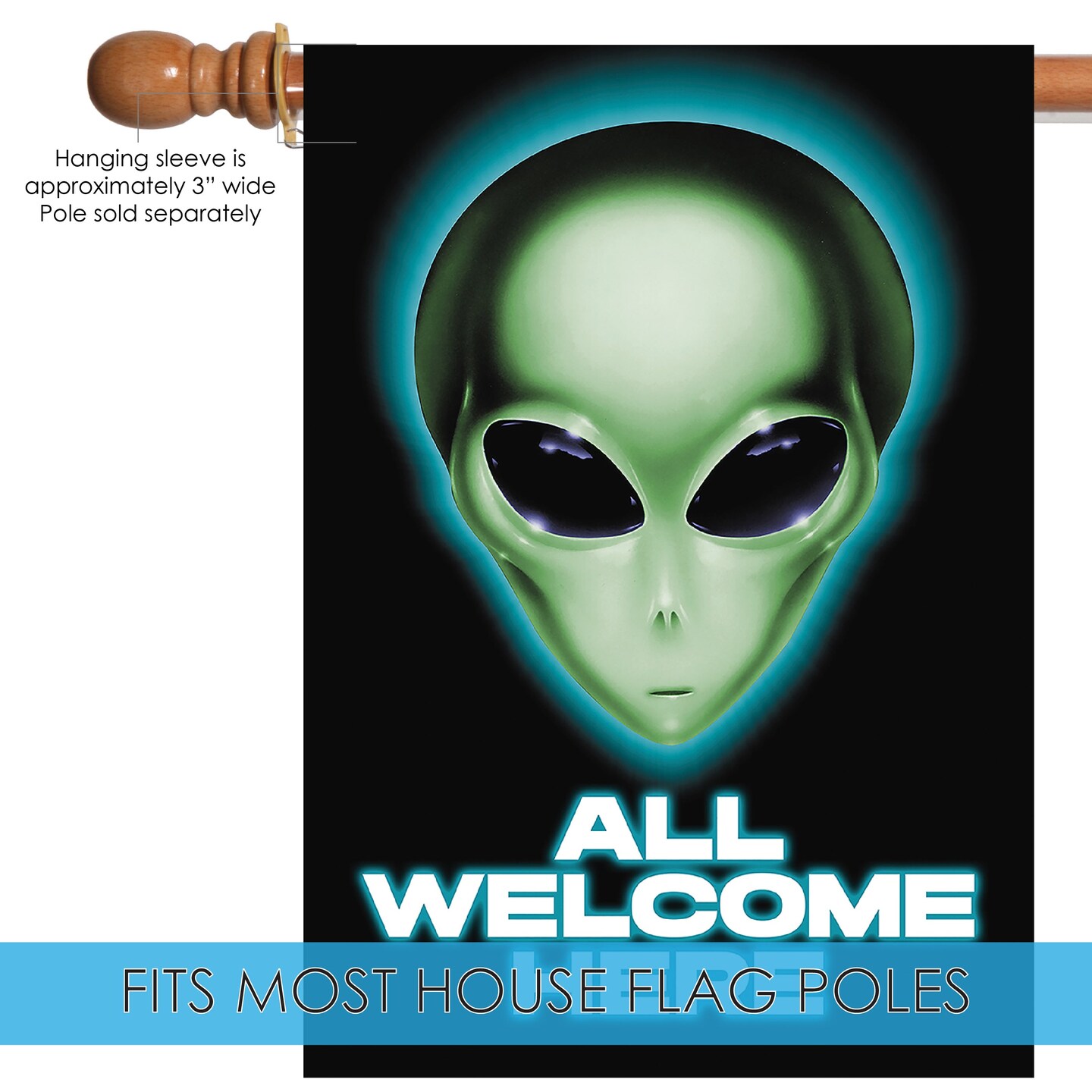 Aliens Welcome Here Decorative Ufo Flag
