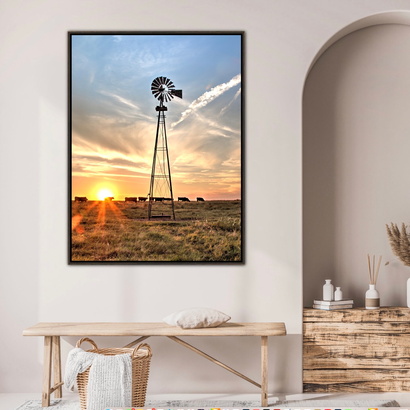 Old windmill photo art, rustic windmill, black angus cows, rustic ...