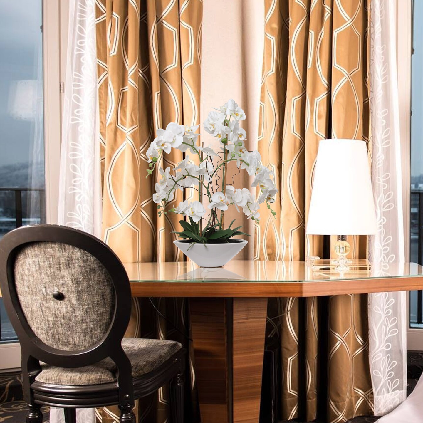 Phalaenopsis Orchid Arrangement: 23-Inch, Floral Décor, Floral Home by Artificial Flowers