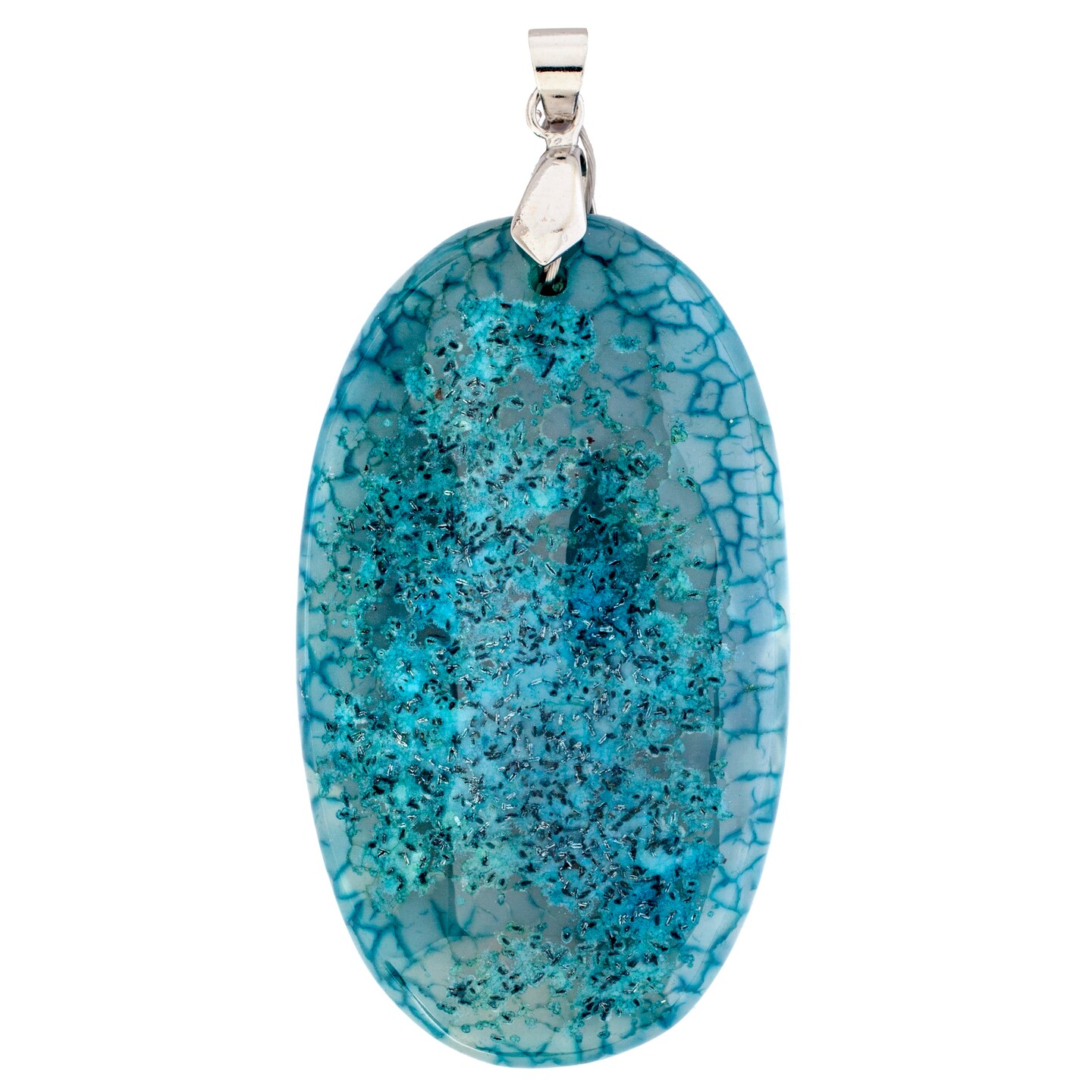 Earth's Jewel 55mm Turquoise Semi-Precious Oval Agate Pendant
