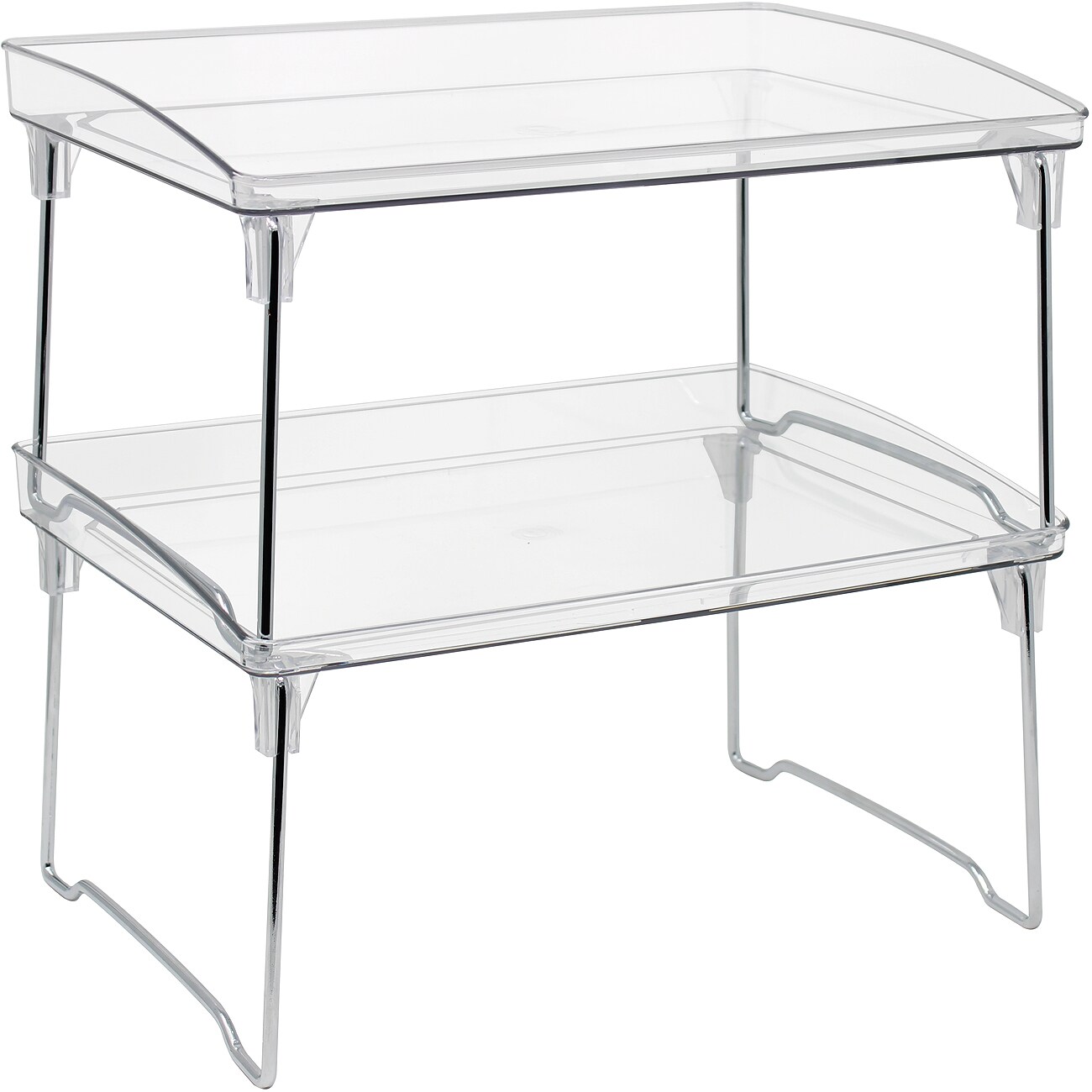 Sorbus Stackable Shelves for Cabinets & Countertop - Storage Shelf Organizer Stand Racks- Foldable Shelves for Undersink, Kitchen Cabinets, Pantry, Countertops, Clear Plastic/Metal