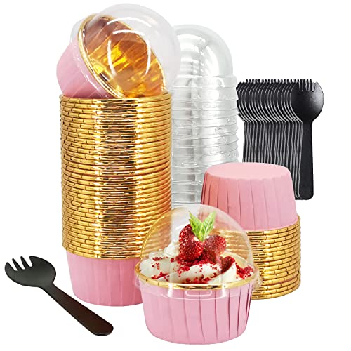 Cupcake Liners And Wrapers With Lids 50 Pack,LNYZQUS 5.5 Oz Large