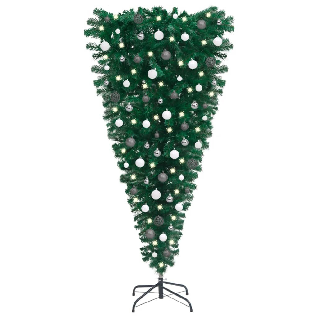 Upside-down Artificial Christmas Tree with LEDs&#x26;Ball Set