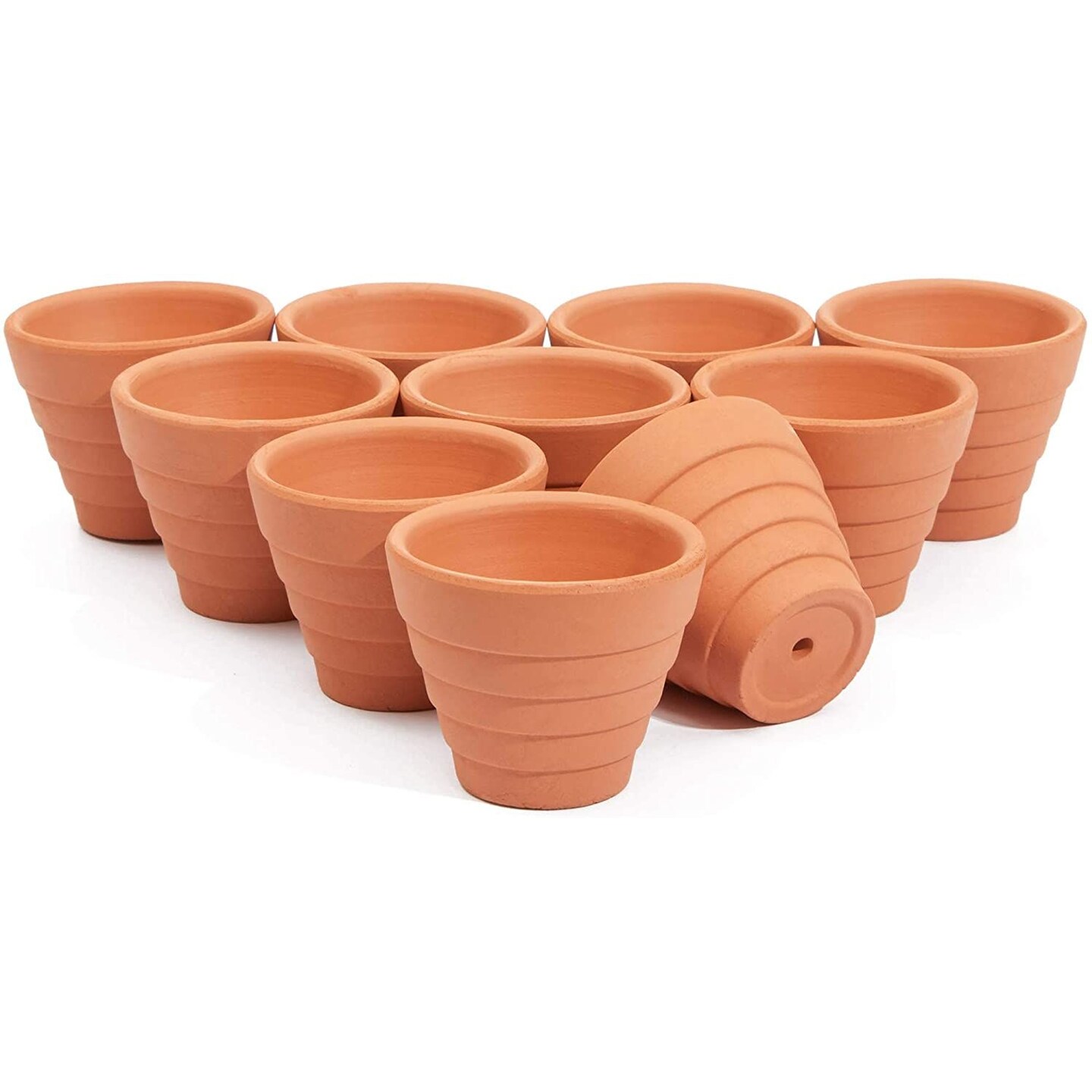 Mini Clay Terra Cotta Pots with Drainage Hole for Succulent, Cactus, Flower (1.5 in. 10 Pack)