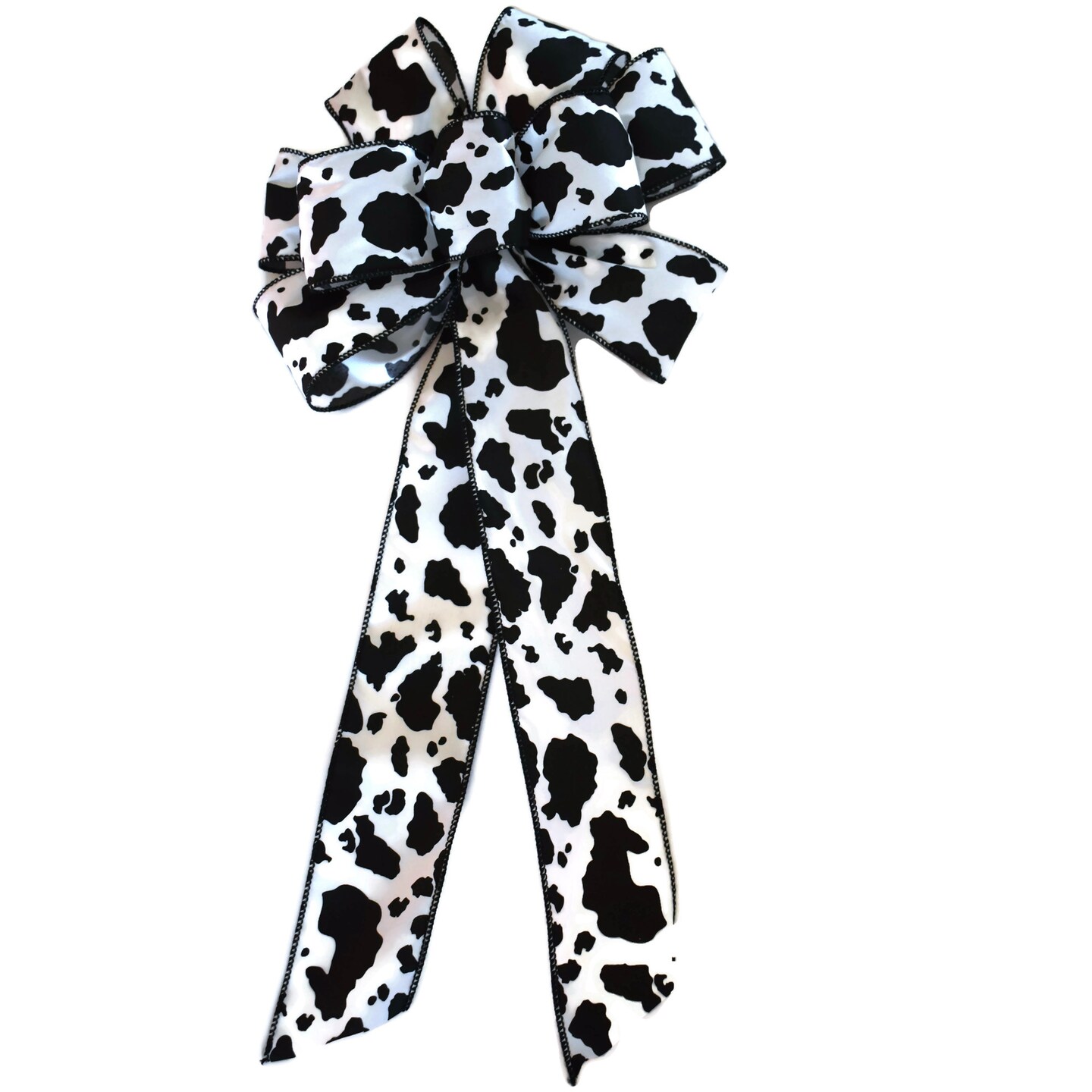 Cow Print Bow with Black and white ribbon for Wreath or Wood Sign