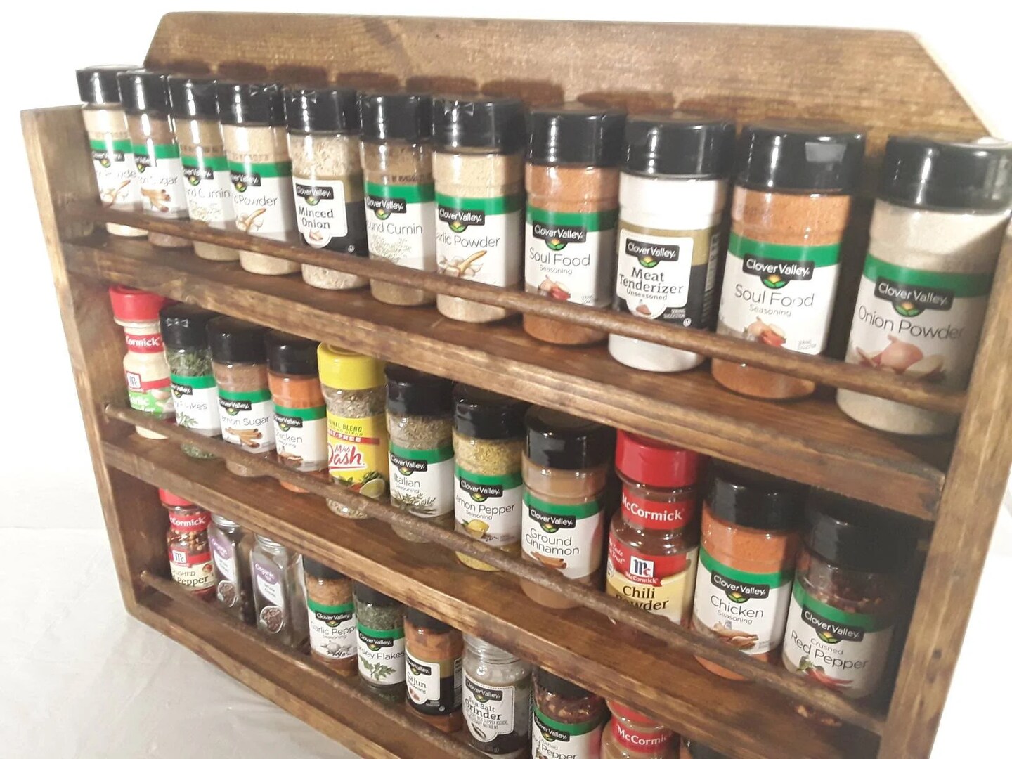 Rustic Spice Rack Organizer for Counter Top Kitchen. 3 tiers hold