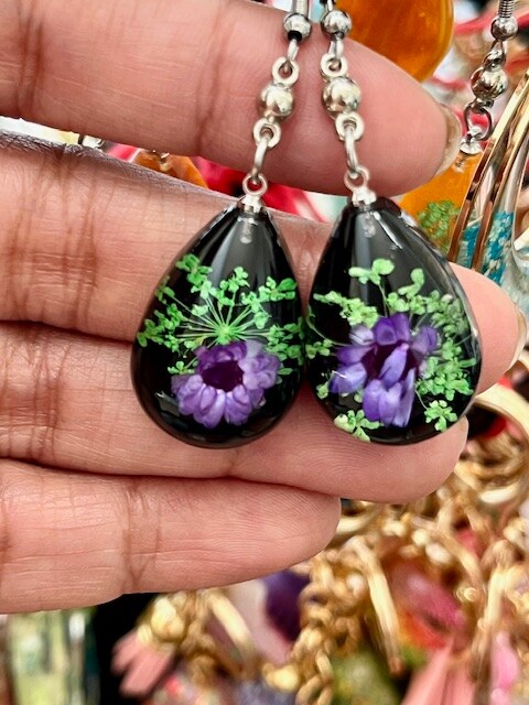 Purple deals resin earrings