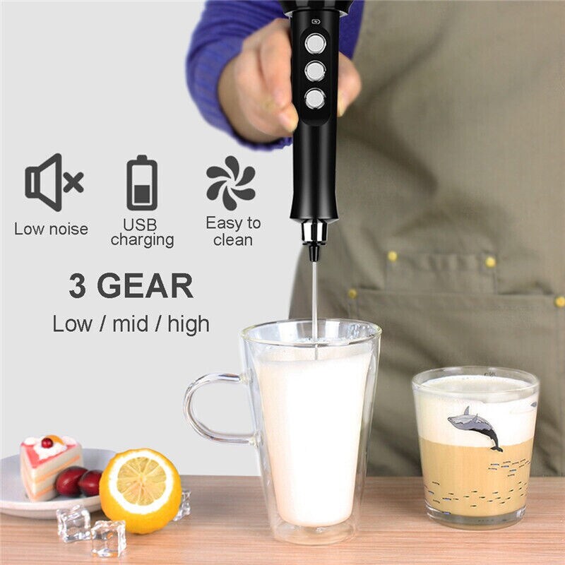 Compact Electric Milk Frother for perfect drinks&#x2014;ideal for coffee, eggs, and kitchen stirring.