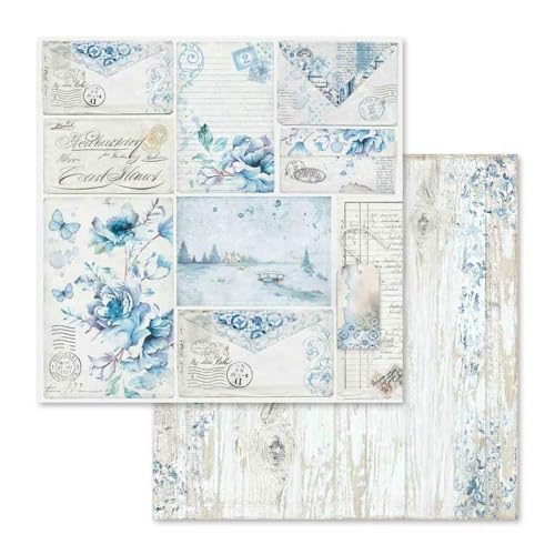 10 sheets - Double Face Blue Land, 30.5 x 30.5 (12&#x22; x 12&#x22;), Multicoloured