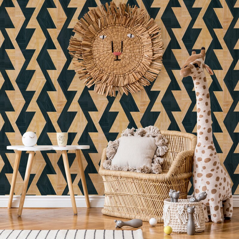 Tempaper Aztec Geo Peel and Stick Peel and Wallpaper Tiger Stripe Black/Tan