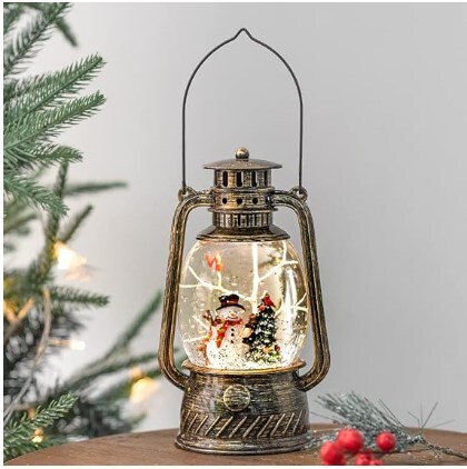 Snowball Lights Water Sparkling Snowman Christmas Tree Scene, Creative Retro Music Lanterns, Battery and USB-Powered Home Decorations, Children&#x27;s Christmas Decorations