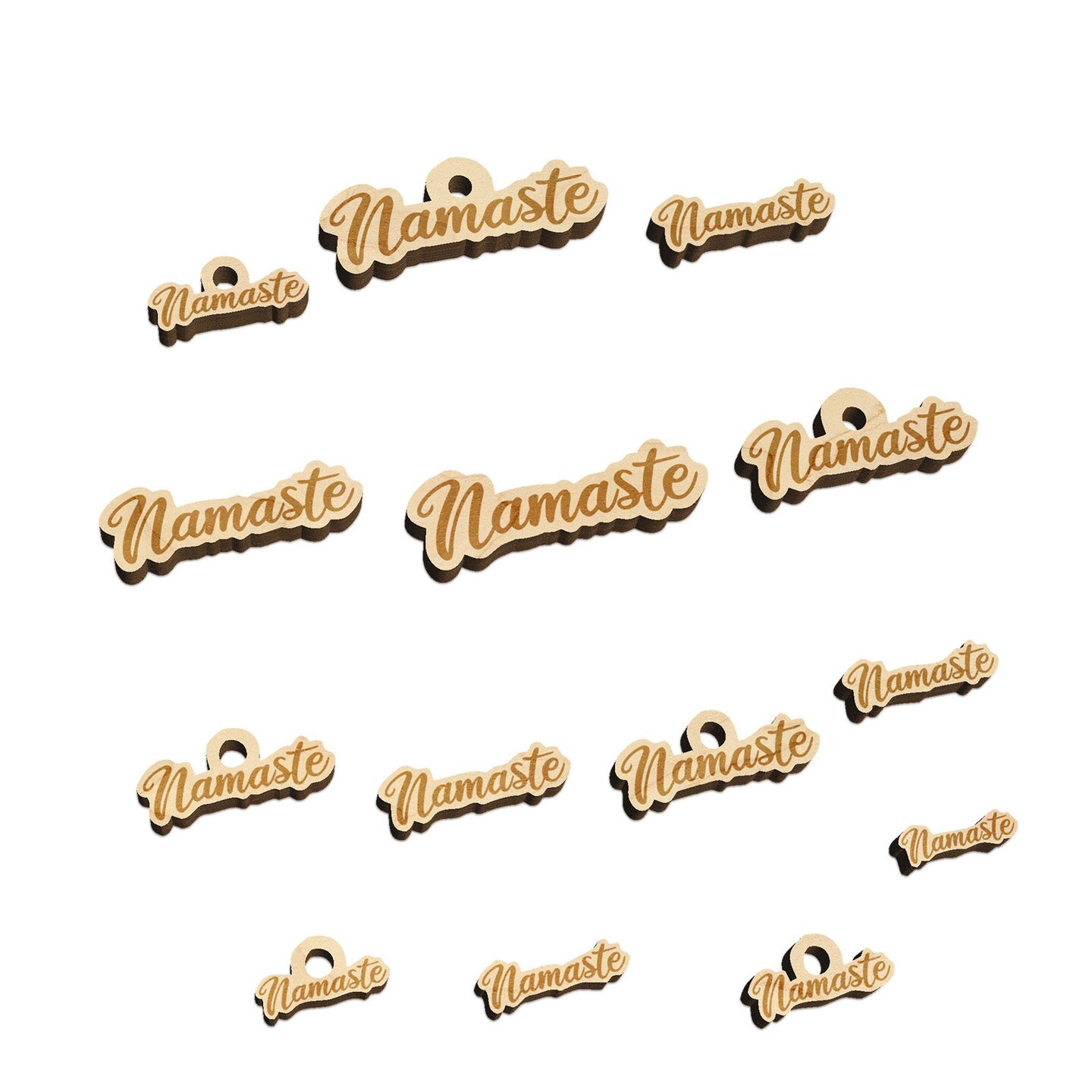Namaste Script Font Mini Wood Shape Charms Jewelry DIY Craft