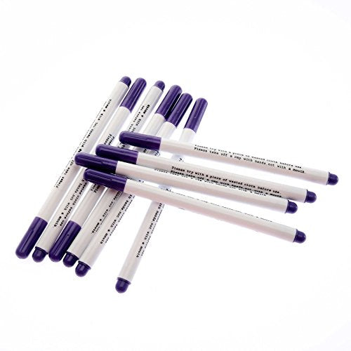 sunioine 12 Pcs Disappearing Ink Pen Water Soluble Pens Fabric Markers Pens  for Sewing Art DIY Tracing Embroidery Supplies (Blue, Purple)