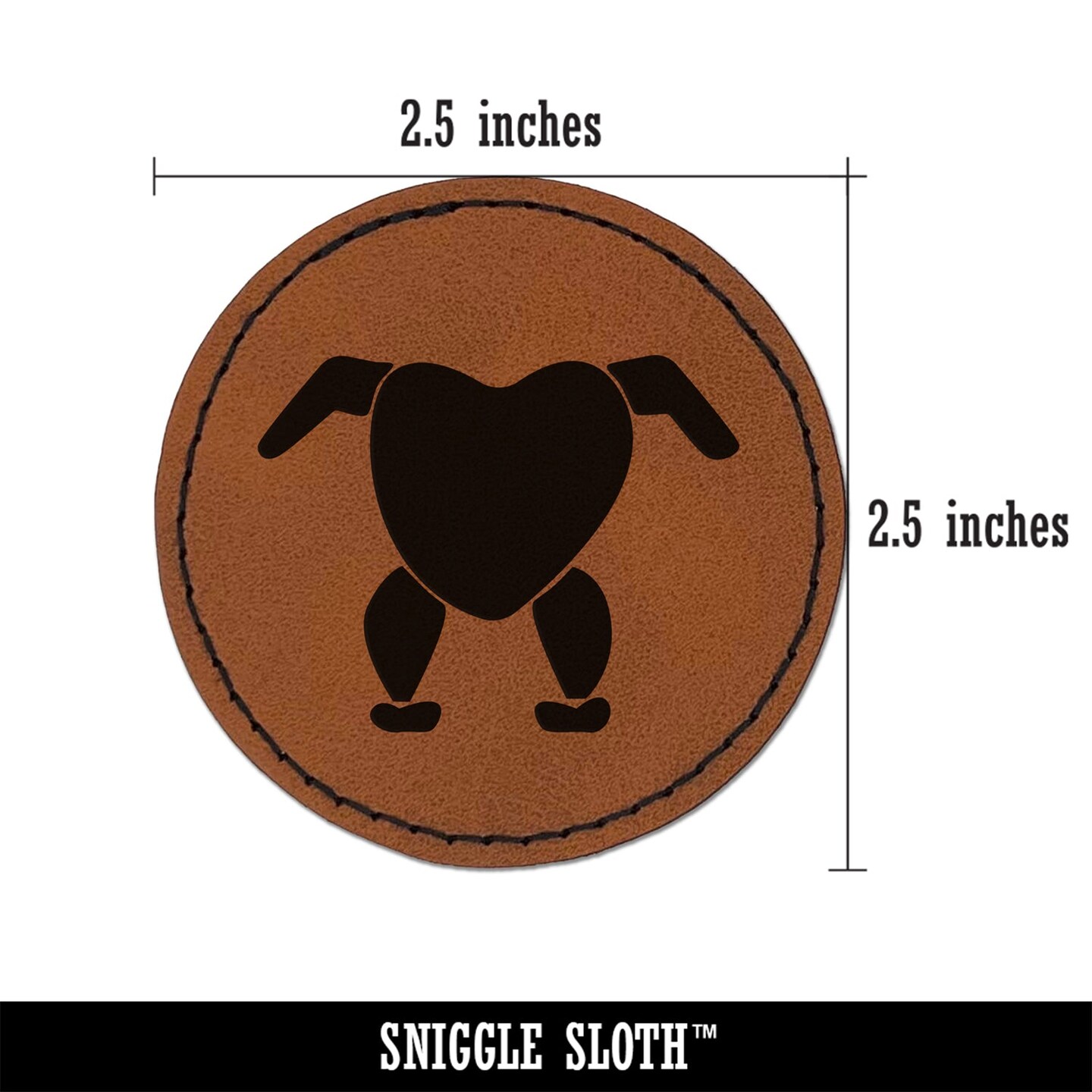 Headless Chicken Round Iron-On Engraved Faux Leather Patch Applique - 2.5&#x22;