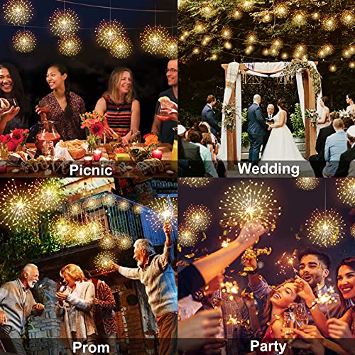 4 Pack Starburst Lights 120 LED 8 Mode Battery Operated Chandelier Star Lights with Remote, Hanging Christmas Decorations Indoor