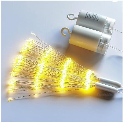 4 Pack Fireworks Lights Starburst Lights 8 Modes 120 LED Battery Operated Chandelier Star Lights with Remote Control, Hanging Ceiling Decor for Bedroom, Yard, Patio, Party and Christmas Decorations