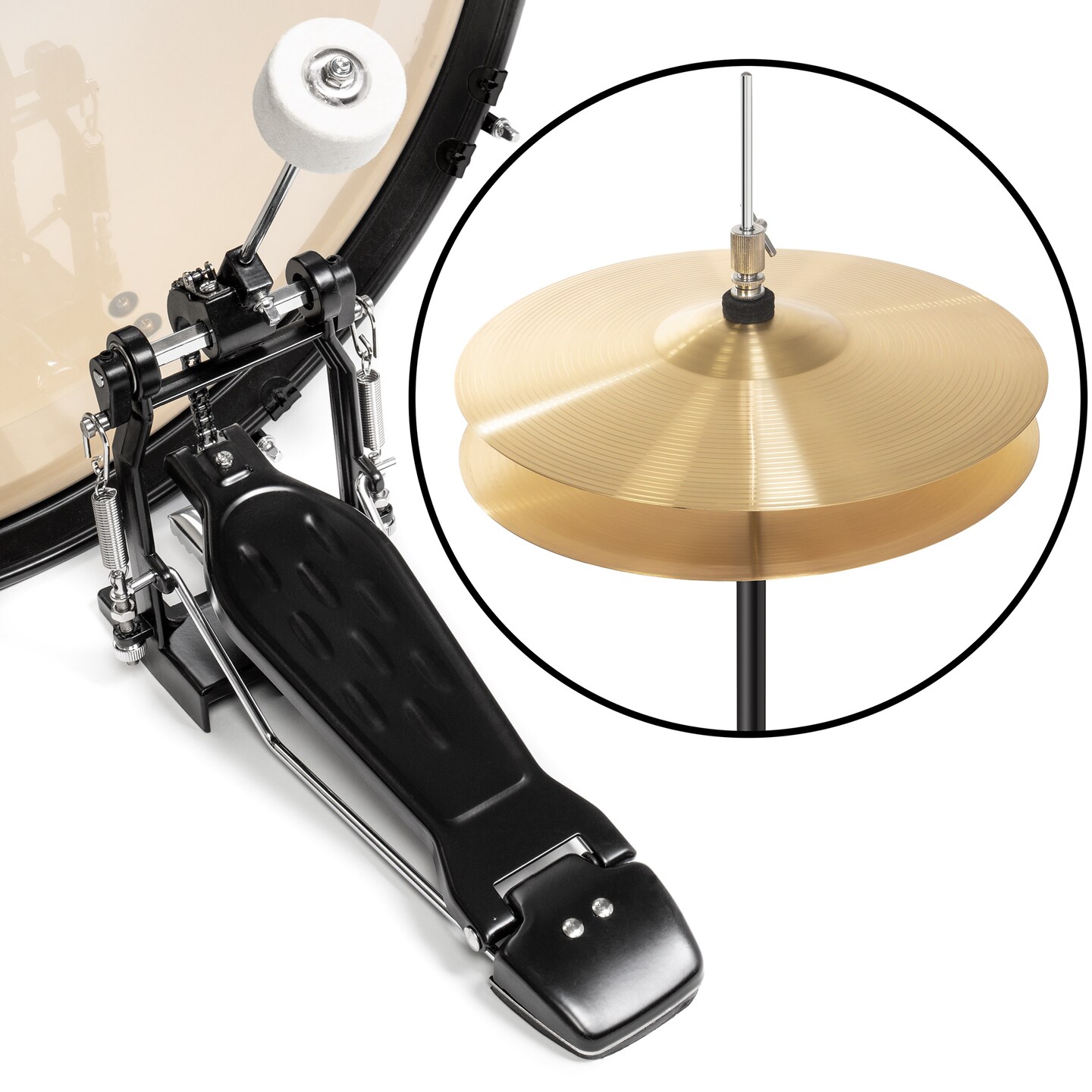 Gammon Percussion Full Size Complete Adult 5-Piece Drum Set with Cymbals, Stands, Stool, and Sticks
