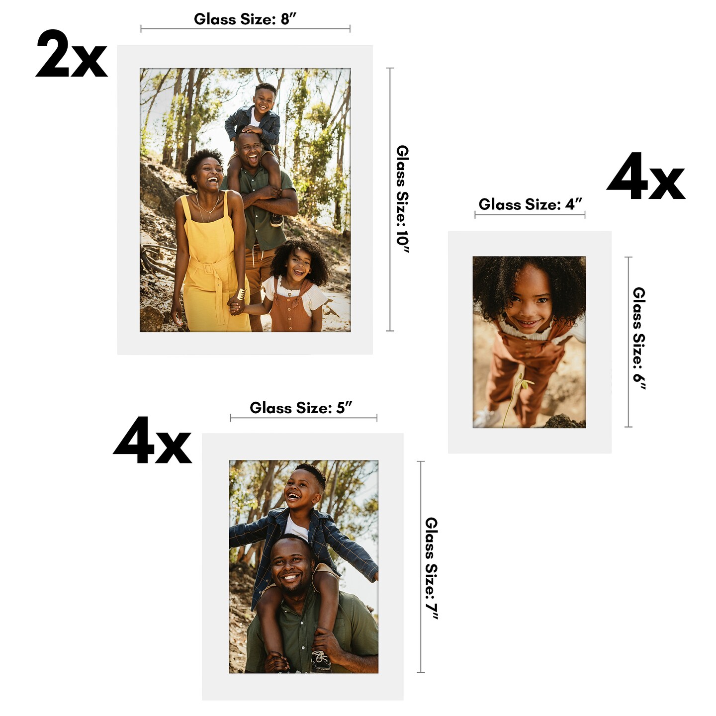 Americanflat Gallery Wall Picture Frames - Set of 10 - 8x10 (2), 5x7 (4), 4x6 (4) - Picture Frame Set - Shatter Resistant Glass - Adjustable Hanging Hardware - Easel for Table Display