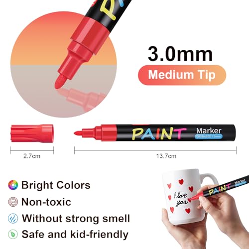 Paint Markers, 20 Colors Oil-Based Waterproof Paint Marker Pen Set, Never  Fade Quick Dry and Permanent 