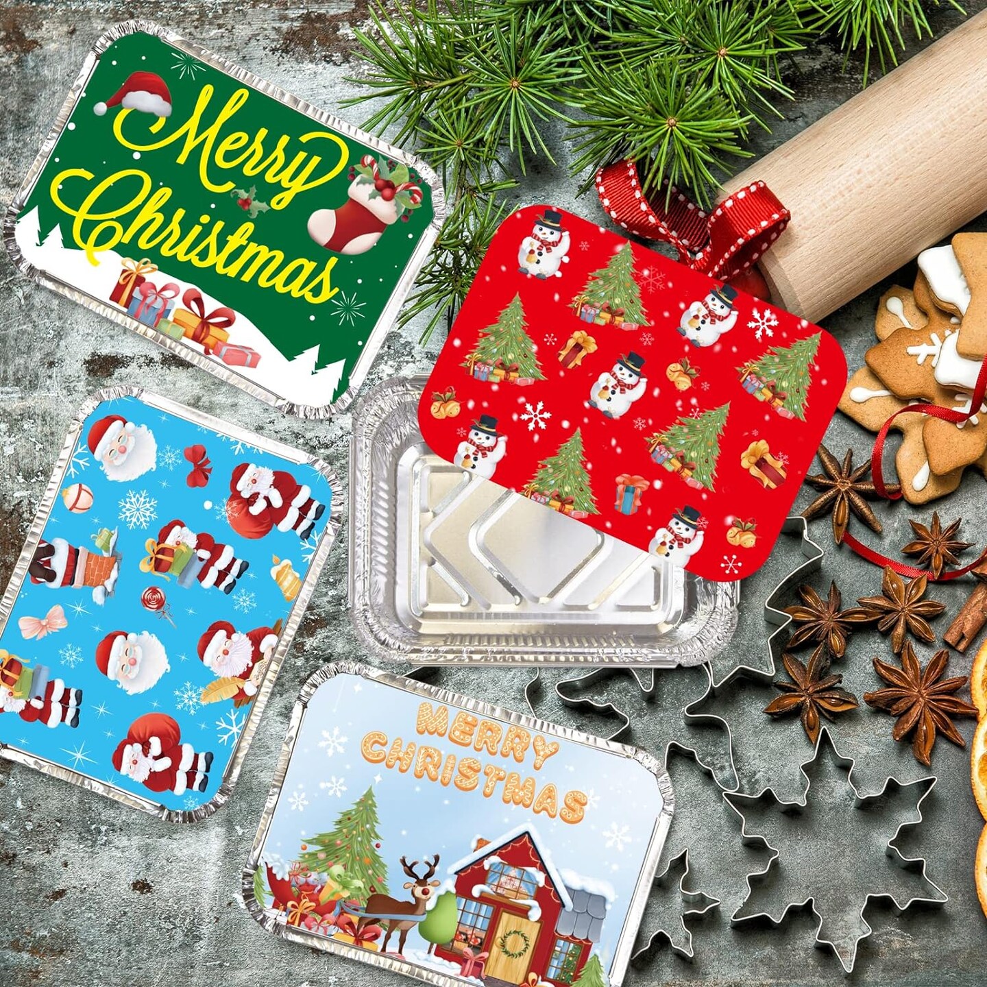 36 PCS Disposable Santa Goodie Sacks Containers Christmas Winter Party Favors
