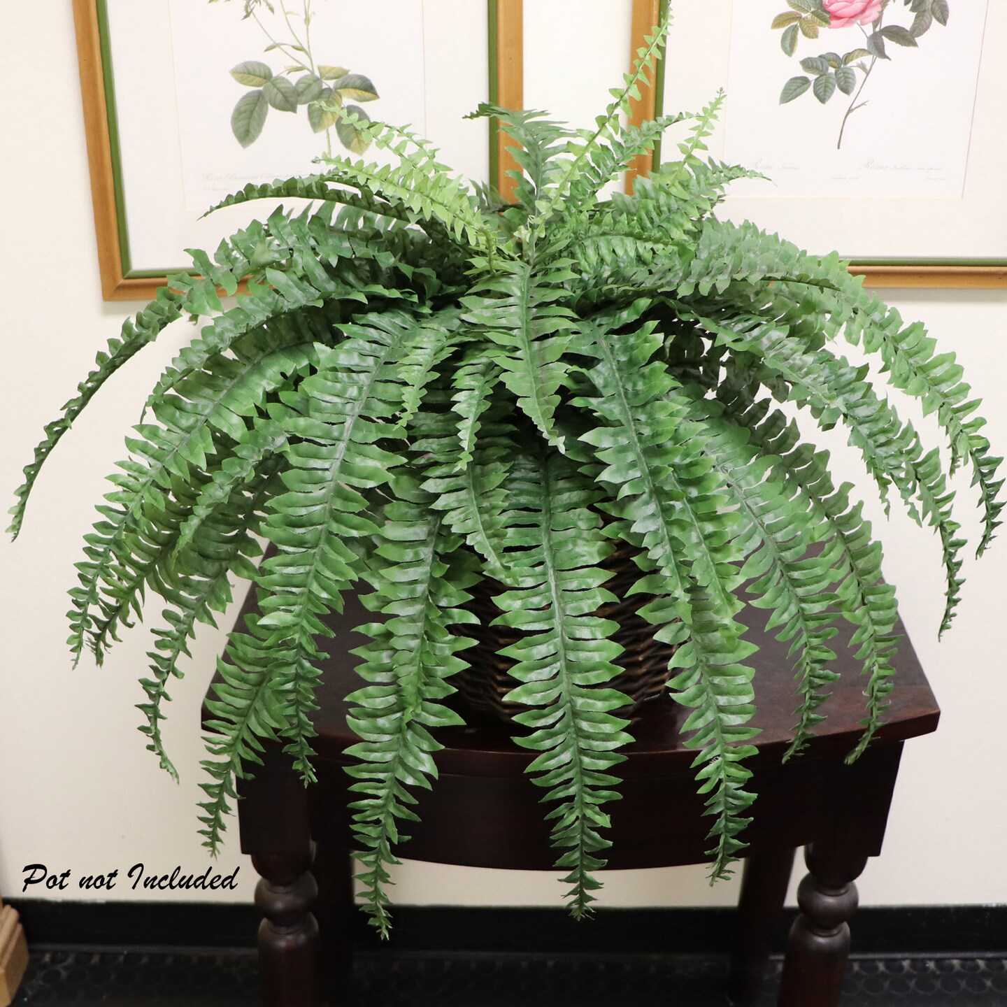 Boston Fern Plant 60 Silk Fronds, 48&#x22; Wide UV Resistant Faux Greenery for Home &#x26; Outdoor Display