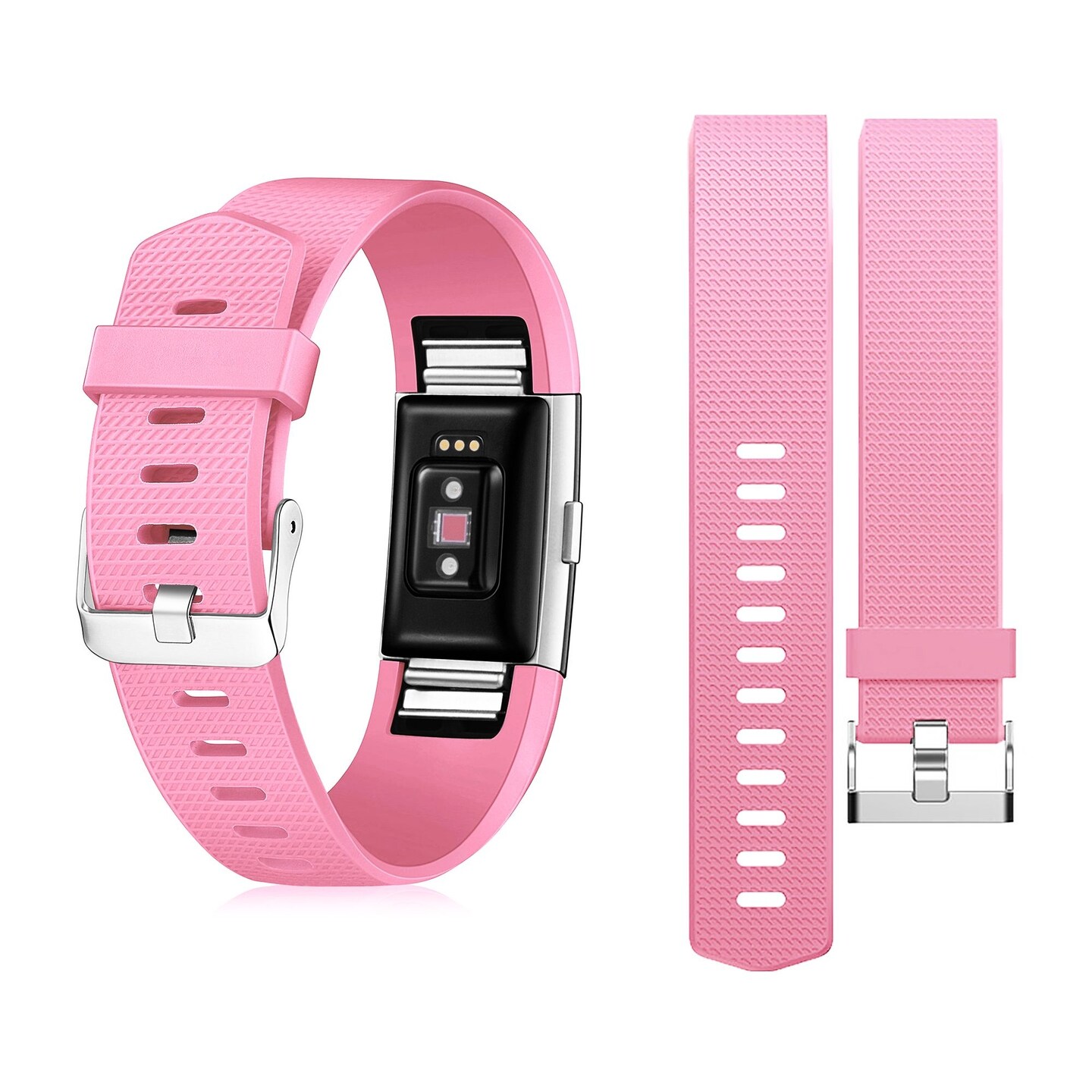 Zodaca for Fitbit Charge 2 Band , Replacement Wristband Soft Silicone Rubber Fashion Sport Strap with Adjustable Watchband-style Buckle for Fitbit Charge 2 Fitness Tracker Accessories Light Pink