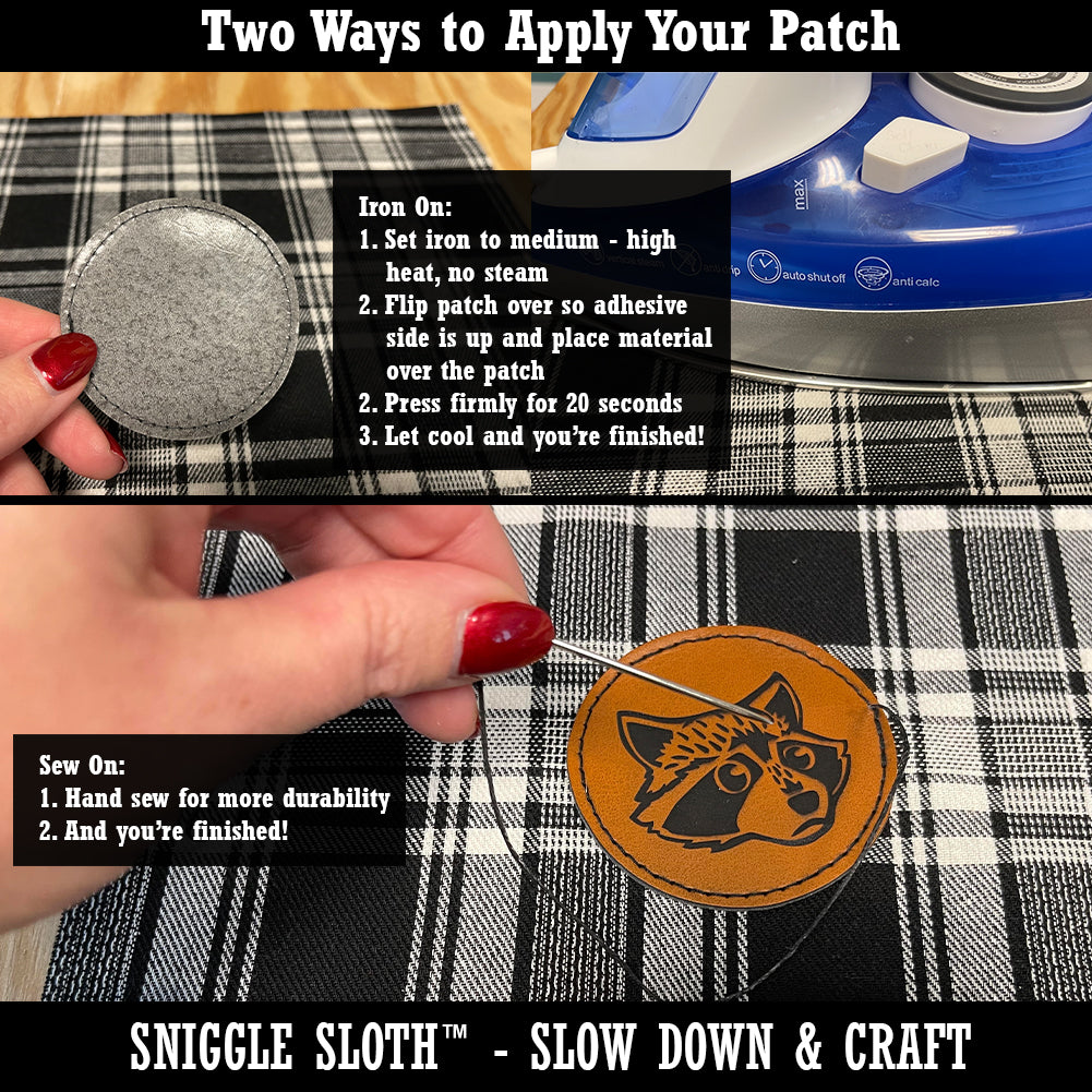 Pixel Axe Battle Axe RPG Dwarf Weapon Round Iron-On Engraved Faux Leather Patch Applique - 2.5&#x22;