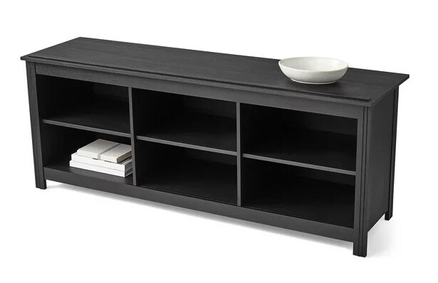 TV Stand with Adjustable Shelves for TVs up to 70&#x22; in Black Finish