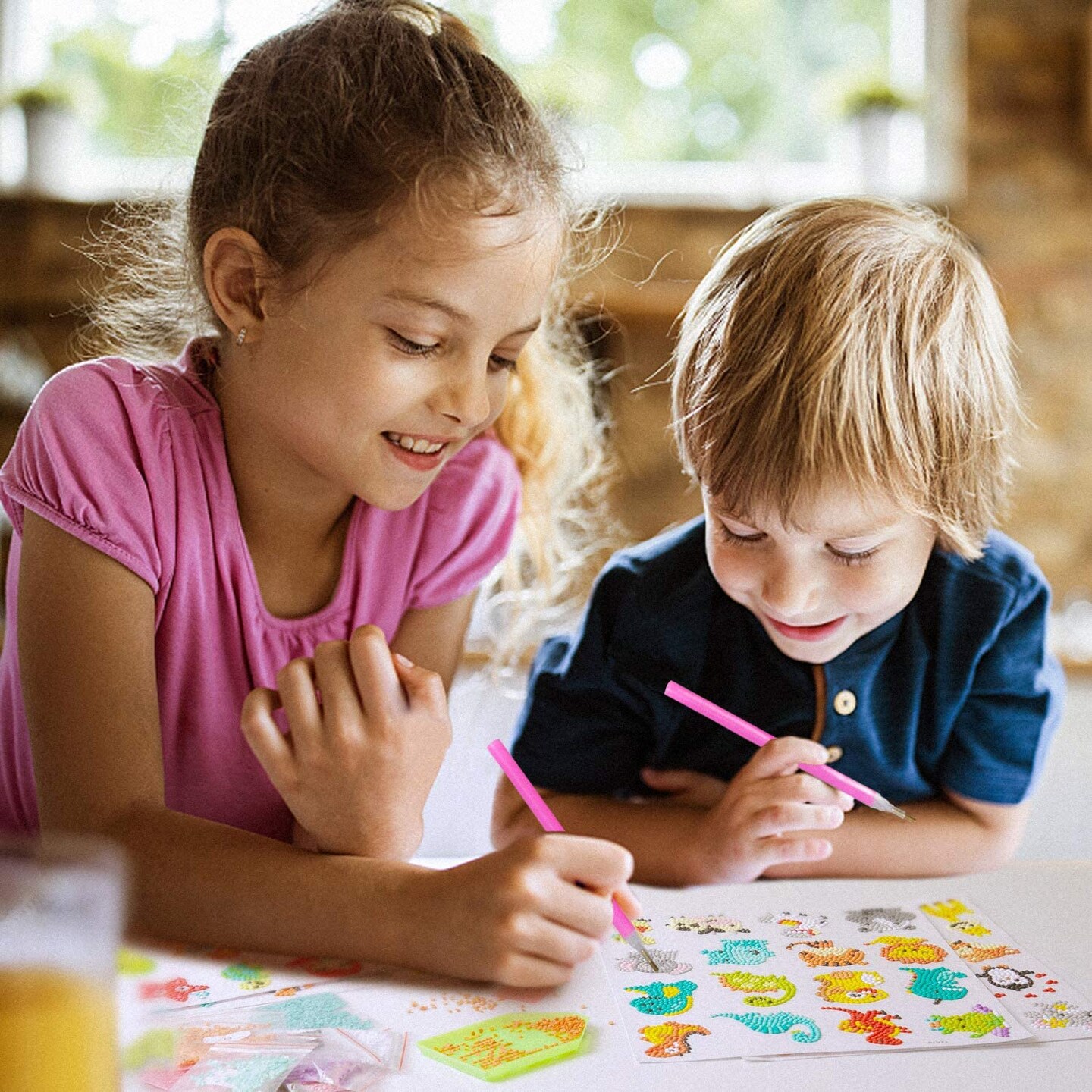 5D DIY Diamond Painting Stickers Kits for Kids 64 pcs