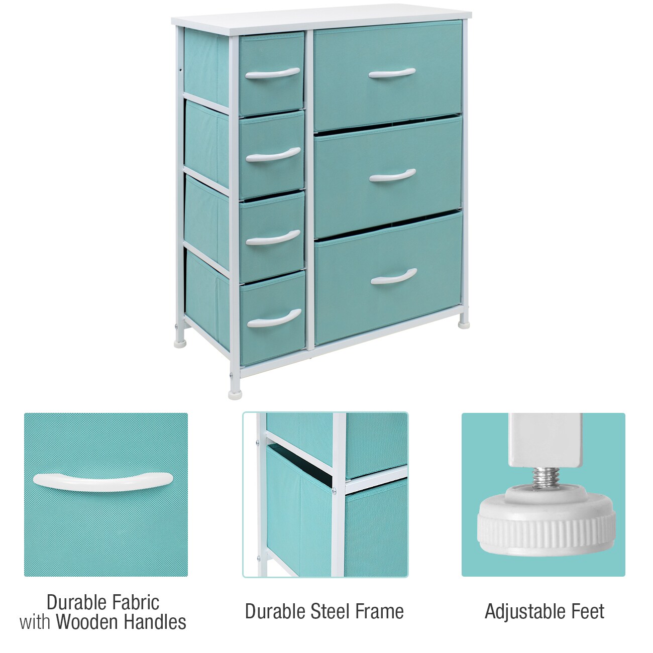 Sorbus Dresser with Drawers - Furniture Storage Tower Unit for Bedroom, Hallway, Closet, Office Organization - Steel Frame, Wood Top, Easy Pull Fabric Bins