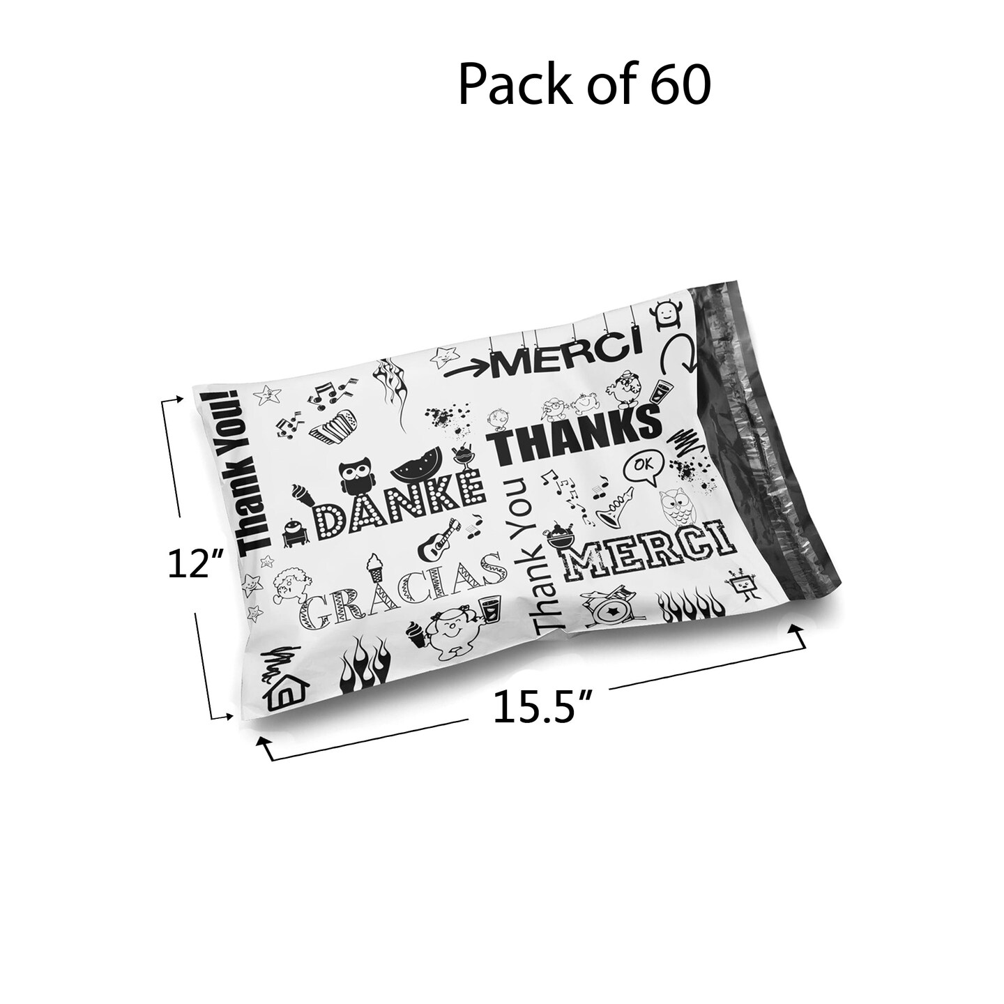 Poly Mailer Envelopes-12 x 15.5 Glossy Multi Design | Premium shipping and Safety of your items | MINA&#xAE;