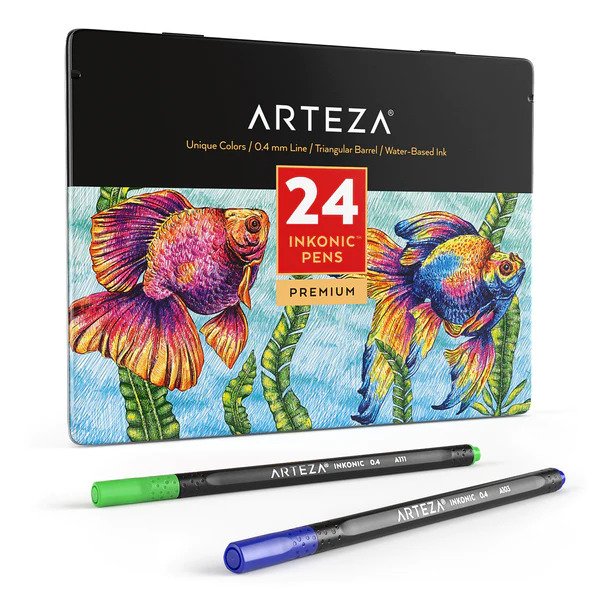 24 Fineliner Colouring Pens Set Fine Point Pens 0.4mm Assorted